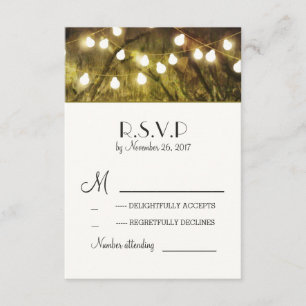 Lichterketten Rustikale Bäume Hochzeits-RSVP-Karte RSVP Karte
