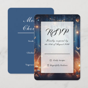 Lichterketten und mondbeschienene Waldmagie RSVP Karte