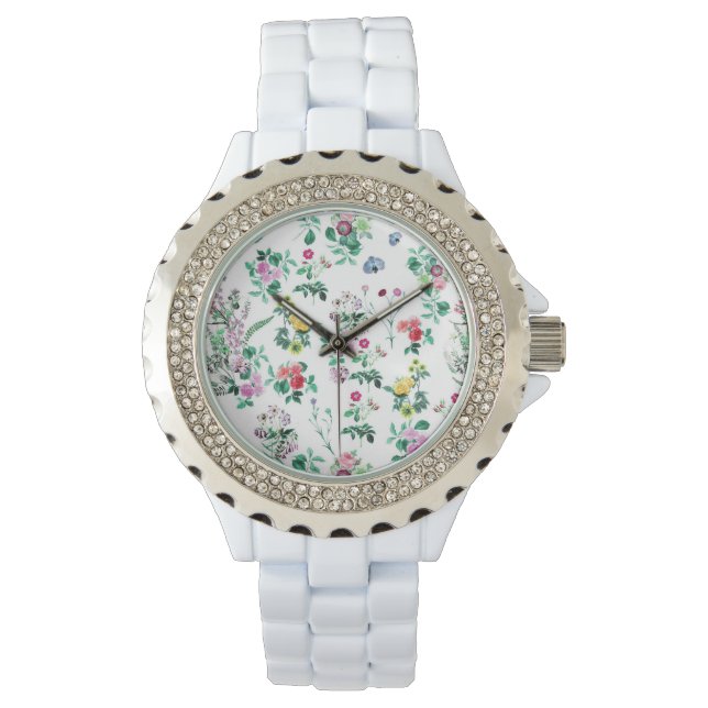 Lichtflorales Muster Armbanduhr (Vorderseite)
