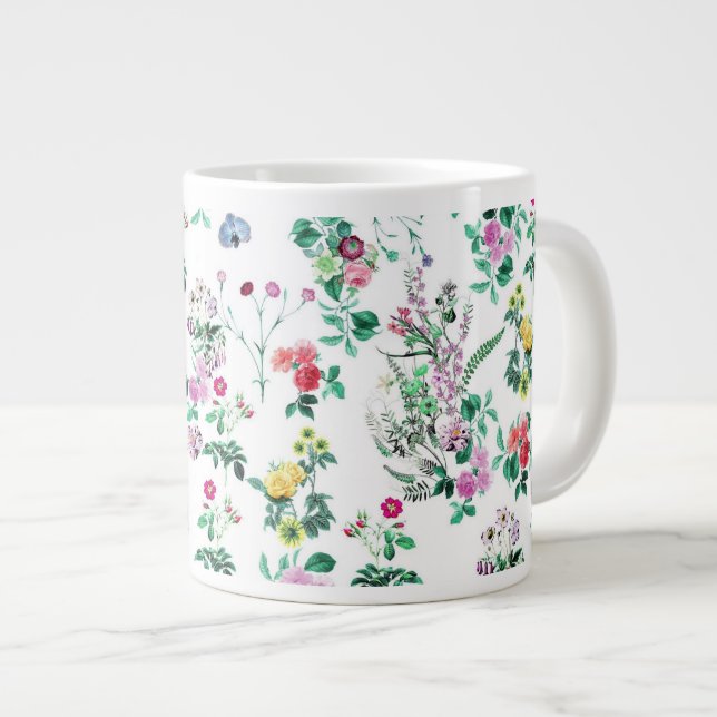 Lichtflorales Muster Jumbo-Tasse (Vorderseite Rechts)
