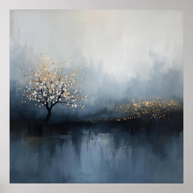 Lichtflüster: Blüten im Nebel Poster (Vorne)