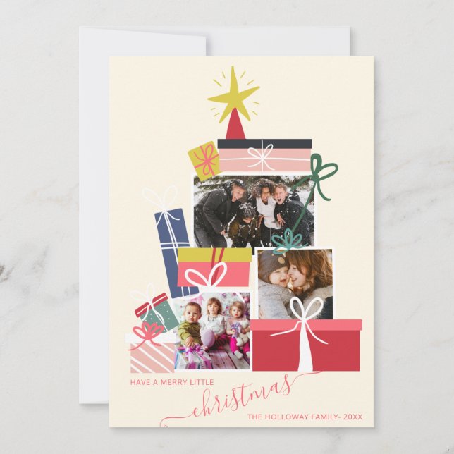 Lichtgeschenke Weihnachtsbaum 3 Foto Collage Ankündigung (Vorderseite)