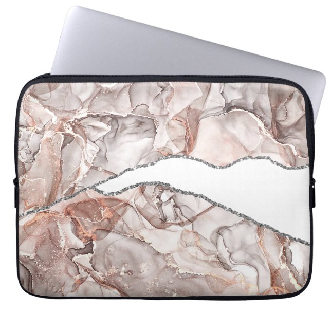 LICHTGOLDMARMOR AGATE SILVER GLITZER GLAM LAPTOPSCHUTZHÜLLE (Vorderseite)