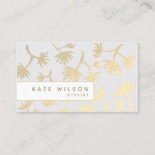 Lichtgrau-Gold-Blumenmuster-Designer Visitenkarte