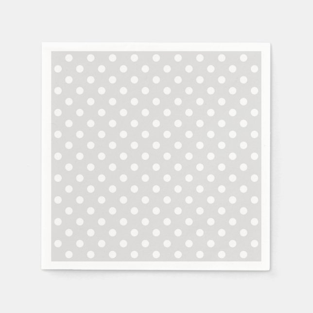Lichtgrau-weißes Polka-Punktmuster Serviette (Vorderseite)