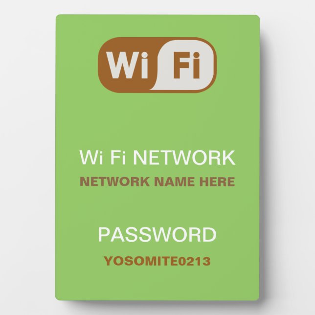 Lichtgrüne, einfache Elegante WiFi-Informationen Fotoplatte (Vorderseite)