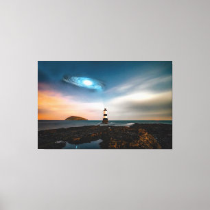 Lichthaus Galaxy Fantasy Landschaft Leinwanddruck