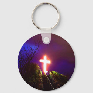 Lichtkreuz bei nächtlichen Gottesdiensten - Lieben Schlüsselanhänger