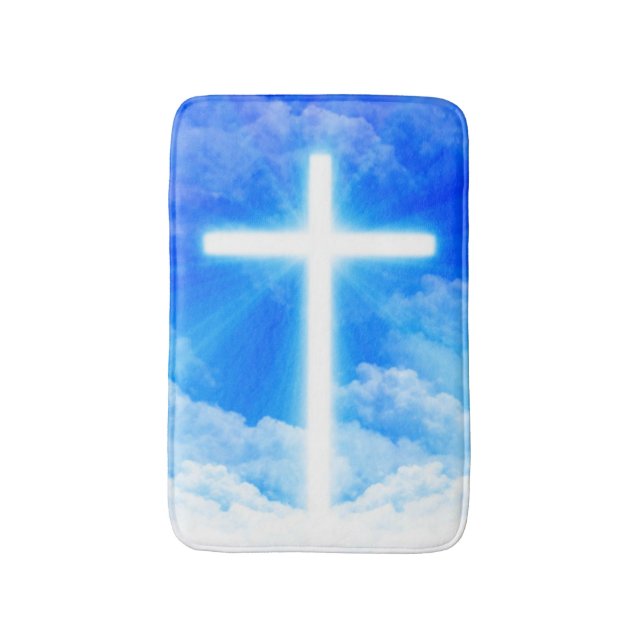 Lichtkreuz Jesus Christus Christlich anpassbar Badematte (Vorderseite Vertikal)