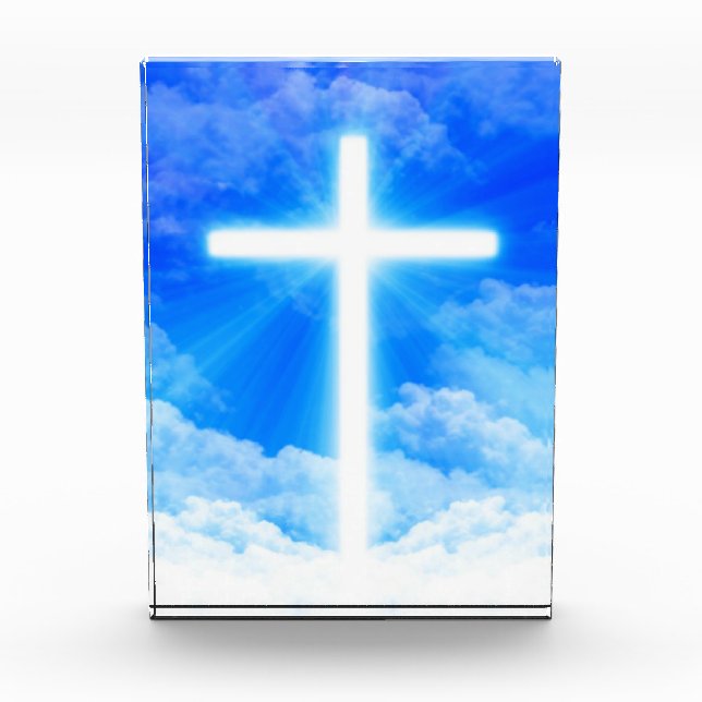 Lichtkreuz Jesus Christus Christlich anpassbar Fotoblock (Vorderseite)