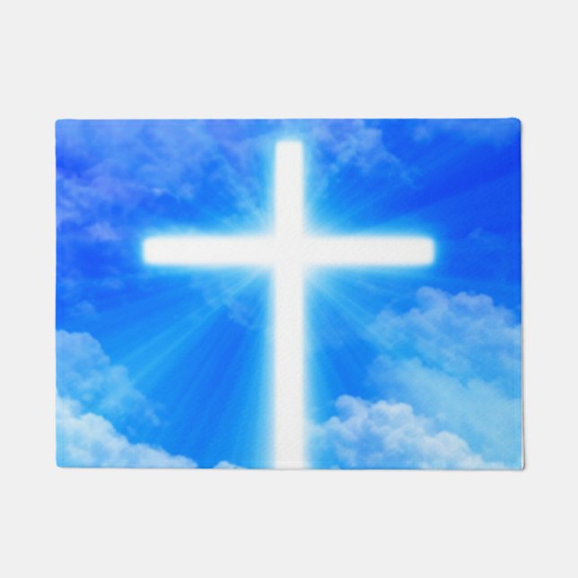 Lichtkreuz Jesus Christus Christlich anpassbar Fußmatte (Vorderseite)