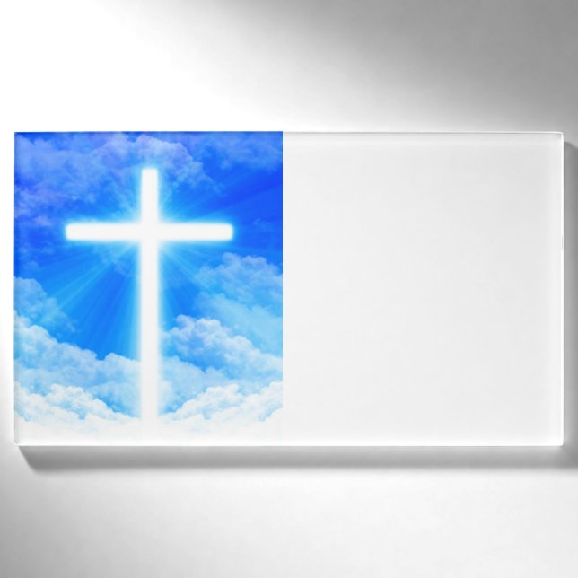 Lichtkreuz Jesus Christus Christlich anpassbar Namenschild (Vorderseite)