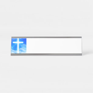 Lichtkreuz Jesus Christus Christlich anpassbar Schreibtischnamensplakette