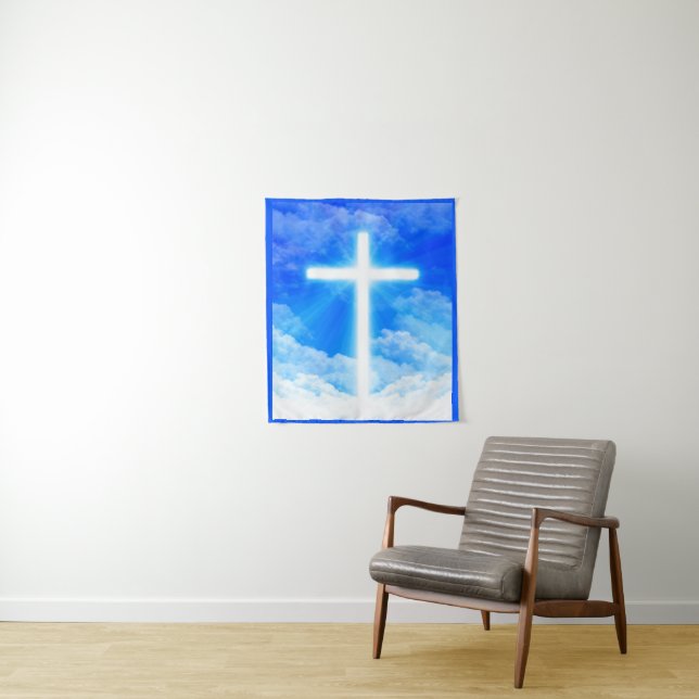 Lichtkreuz Jesus Christus Christlich anpassbar Wandteppich (Beispiel)