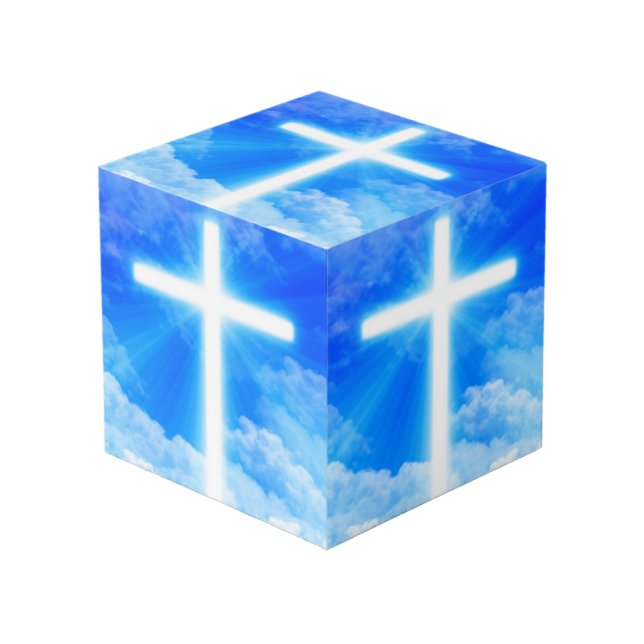 Lichtkreuz Jesus Christus Christlich anpassbar Würfel (Vorderseite Schrägansicht)