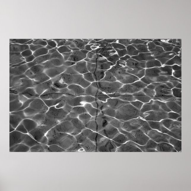 Lichtreflektionen auf Wasser: Schwarz/Weiß Poster (Vorne)