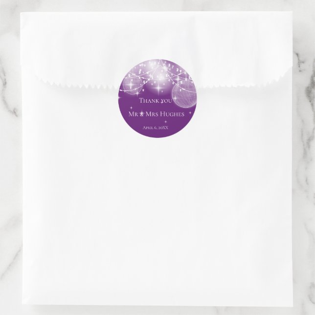 Lichtreihe und glänzende Sterne Design danke Runder Aufkleber (Tasche)