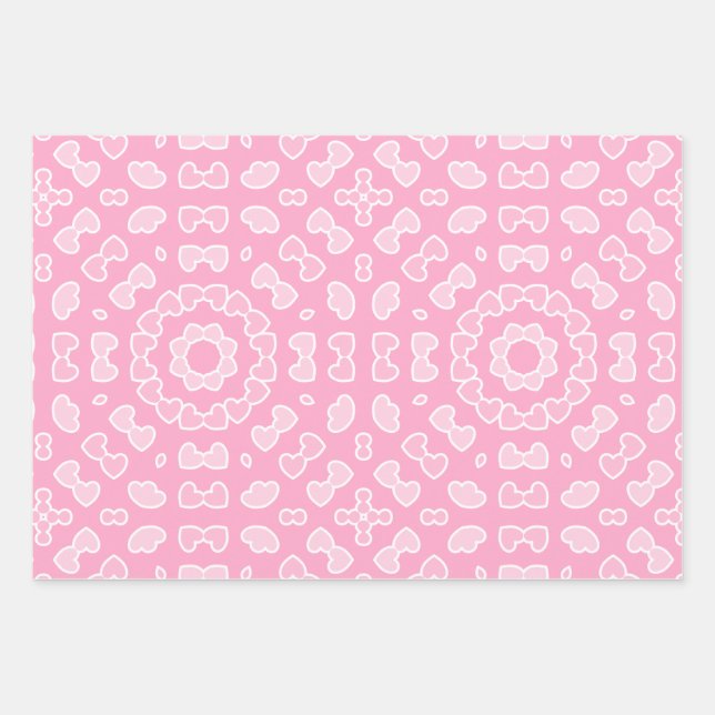 Lichtrosa Abstraktes Herzmuster Geschenkpapier Set (Vorderseite)