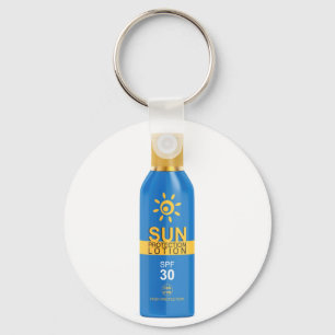 Lichtschutzlotion auf Weiß Schlüsselanhänger