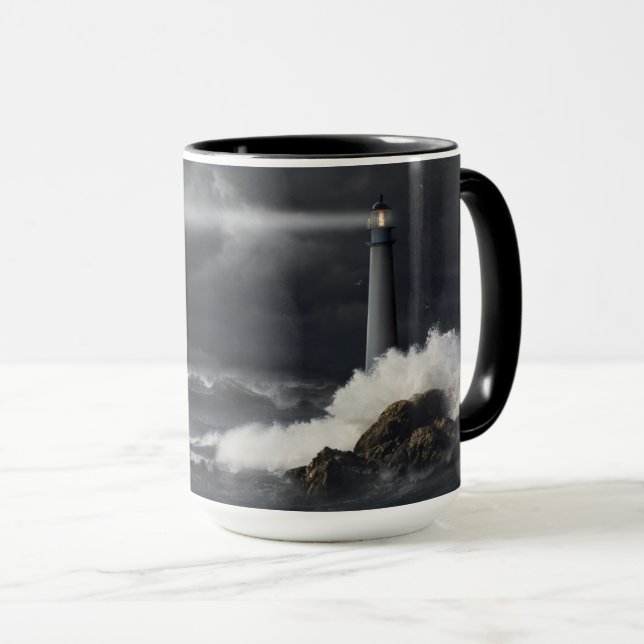 Lichtstrahl in den stürmischen Ozean Tasse (VorderseiteRechts)