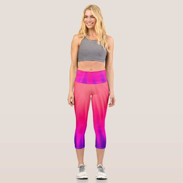 Lichtstrahl - rosa und Lila Capri Leggings (Vorderseite)