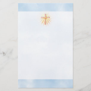 Lichtstrahlen aus dem religiösen Kreuz Briefpapier