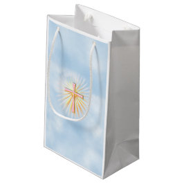Lichtstrahlen aus dem religiösen Kreuz Kleine Geschenktüte