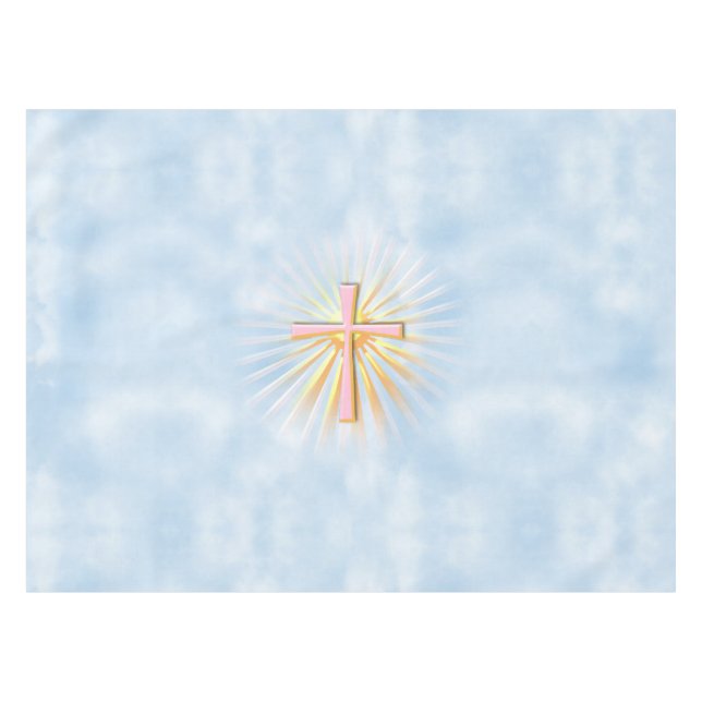 Lichtstrahlen aus dem religiösen Kreuz (W/Wolken) Tischdecke (Vorderseite (Horizontal))