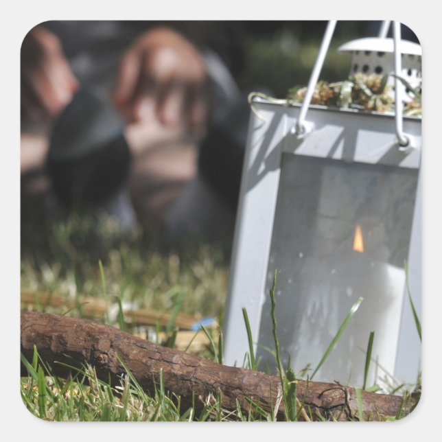 Lichtstrahlen Quadratischer Aufkleber (Vorderseite)