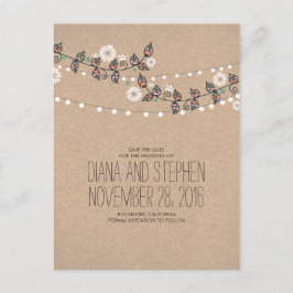 Lichtzweige Boho Moderne Save the Date Ankündigungspostkarte