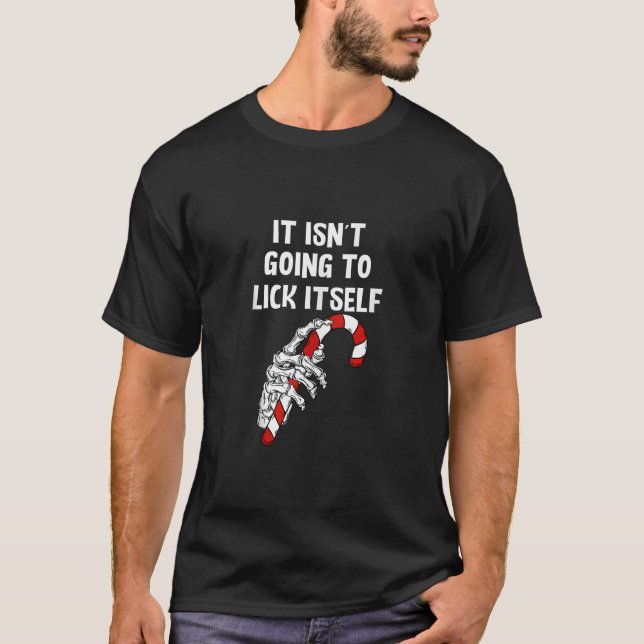 Lick Itself Candy Cane Christmas Skeleton Couple M T-Shirt (Vorderseite)