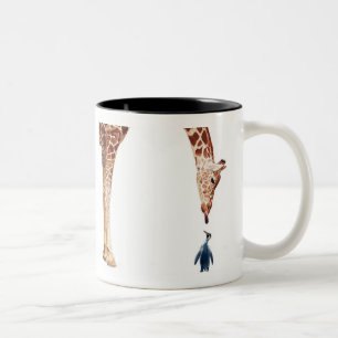 "Licker mit Pinguin-" Giraffe Aquarell Zweifarbige Tasse