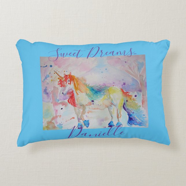 Licorne Arc-en-ciel Rose Coussin Sweet Dreams (Devant)