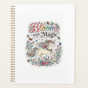 Licorne Bloom avec Typographie Vectorielle Premium