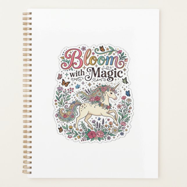 Licorne Bloom avec Typographie Vectorielle Premium (Devant)