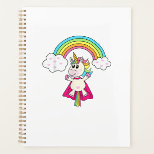 Licorne de super-héros vole au T-Shirt arc-en-ciel
