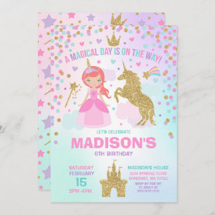 Licorne et princesse Invitation Magical Birthday