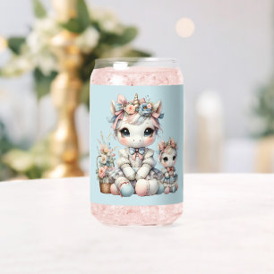 Licorne Kawaii Pastel Duo Mère Fille Bleu