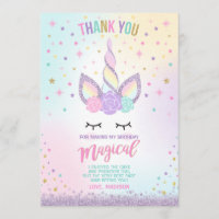 Licorne magique d'or de rose de carte de