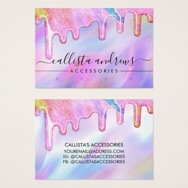 Licorne paillettes holographiques Drips boucle d'o (Devant & derrière)