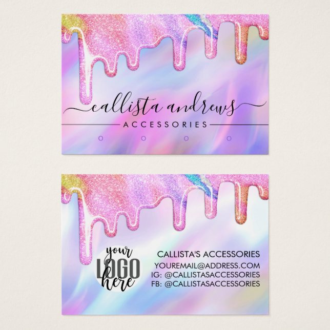 Licorne Paillettes Holographiques Drips Logo Boucl (Devant & derrière)