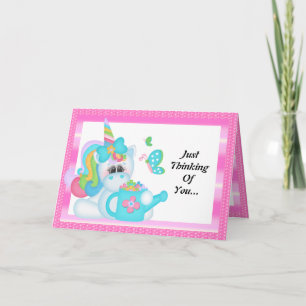 Licorne pensant à vous carte de voeux