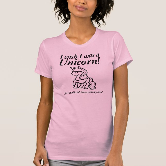 Licorne poignardant le T-shirt drôle (Devant)
