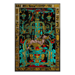 Lid des Großen Grabes von Pakal - Palenque Astrona Poster