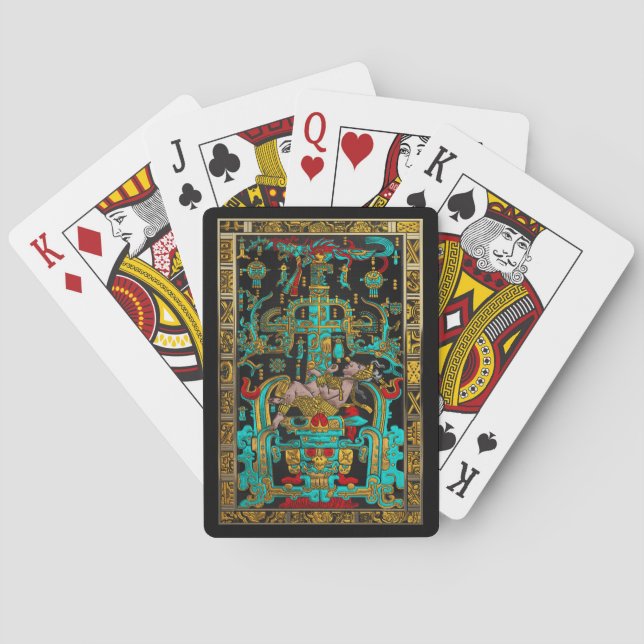 Lid des Großen Grabes von Pakal - Palenque Astrona Spielkarten (Rückseite)
