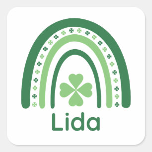 Lida Name Clover Boho Regenbogen Quadratischer Aufkleber