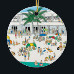 Lido Beach Sarasota Keramik Ornament<br><div class="desc">Das alte Lido Beach Casino in Sarasota Florida. Diese farbenfrohe Szene macht einen großen "Strand" Weihnachten / Feiertag-Ornament für den Baum. Karo aus beiden Seiten des Ornaments!</div>
