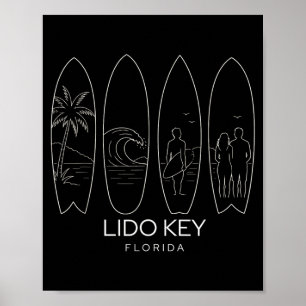 Lido Key Strand Florida Surfer Surft Poster
