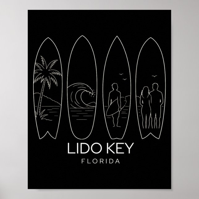 Lido Key Strand Florida Surfer Surft Poster (Vorne)