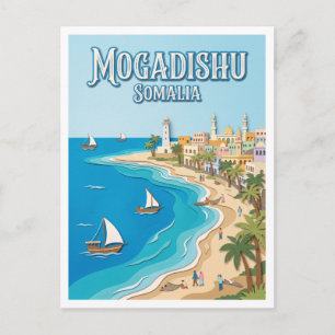 Lido-Strand und Küste von Mogadischu Somalia Postkarte